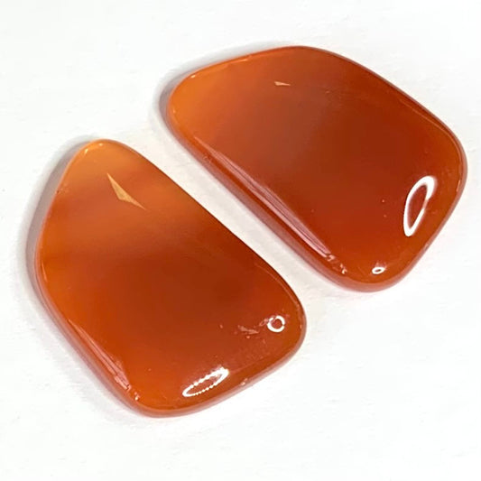 One of a Kind Carnelian Freeform Cabochon Pair-25 x 17mm-AAA Grade