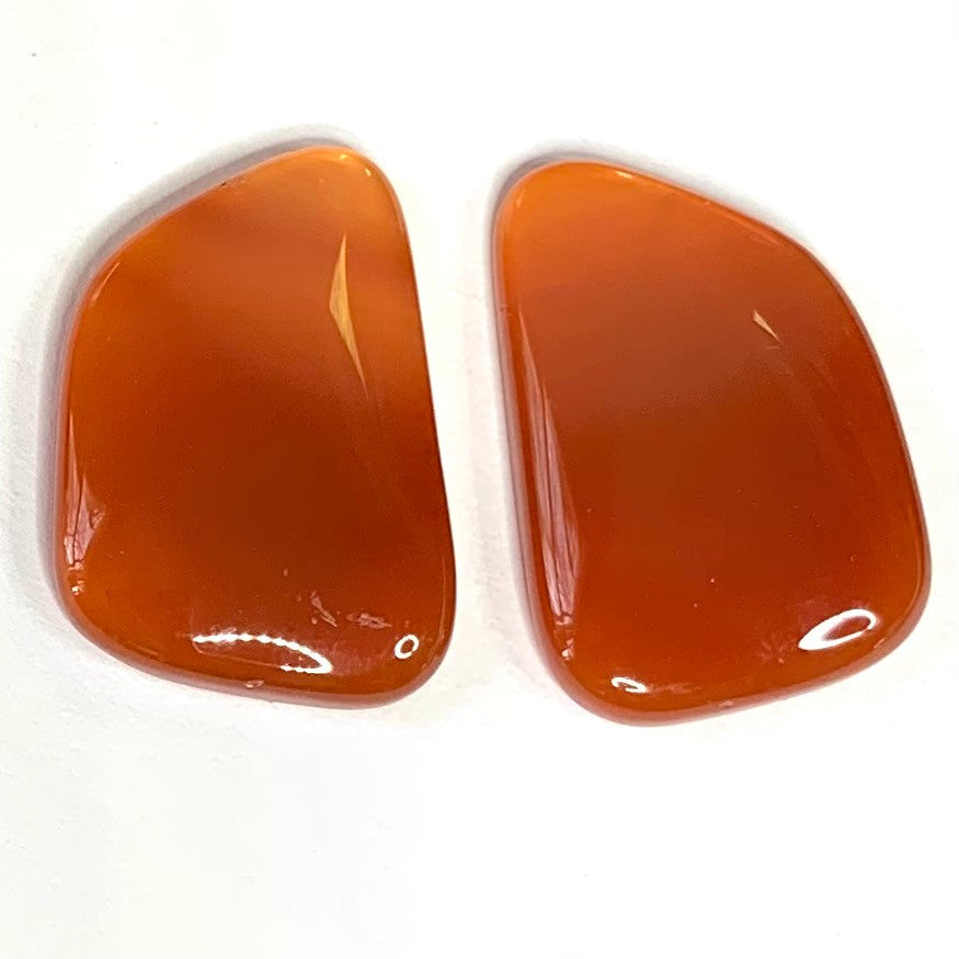 One of a Kind Carnelian Freeform Cabochon Pair-25 x 17mm-AAA Grade