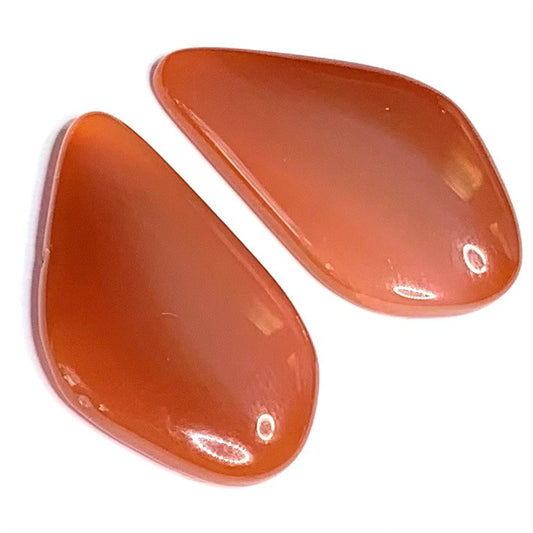 One of a Kind Carnelian Freeform Cabochon Pair-31 x19mm-AAA Grade
