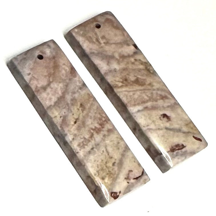 One of a Kind Zebra Jasper Earring/Pendant Pair-31 x 10mm