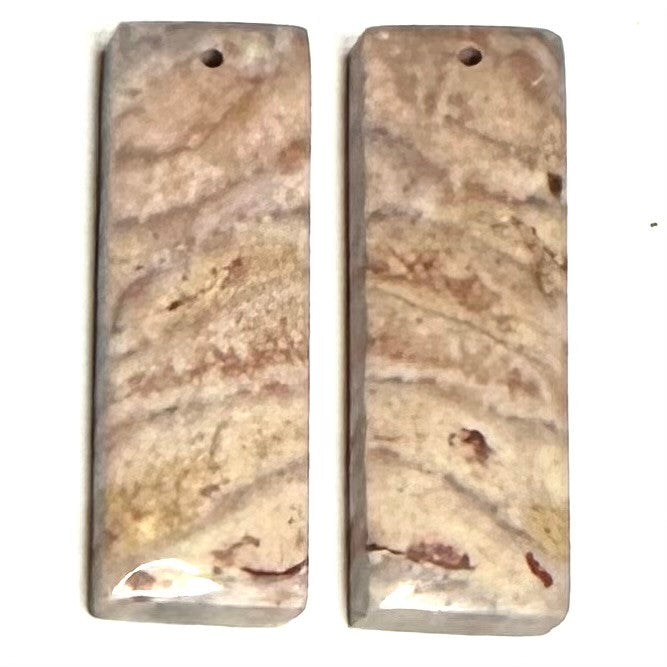 One of a Kind Zebra Jasper Earring/Pendant Pair-31 x 10mm