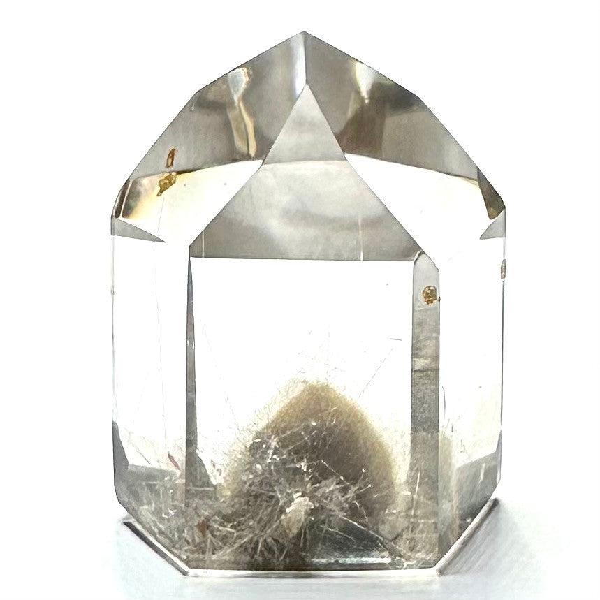 One of a Kind Garden Quartz with Rutile and Rainbow Inclusions Freeform Stone-1 1/2 x 1"