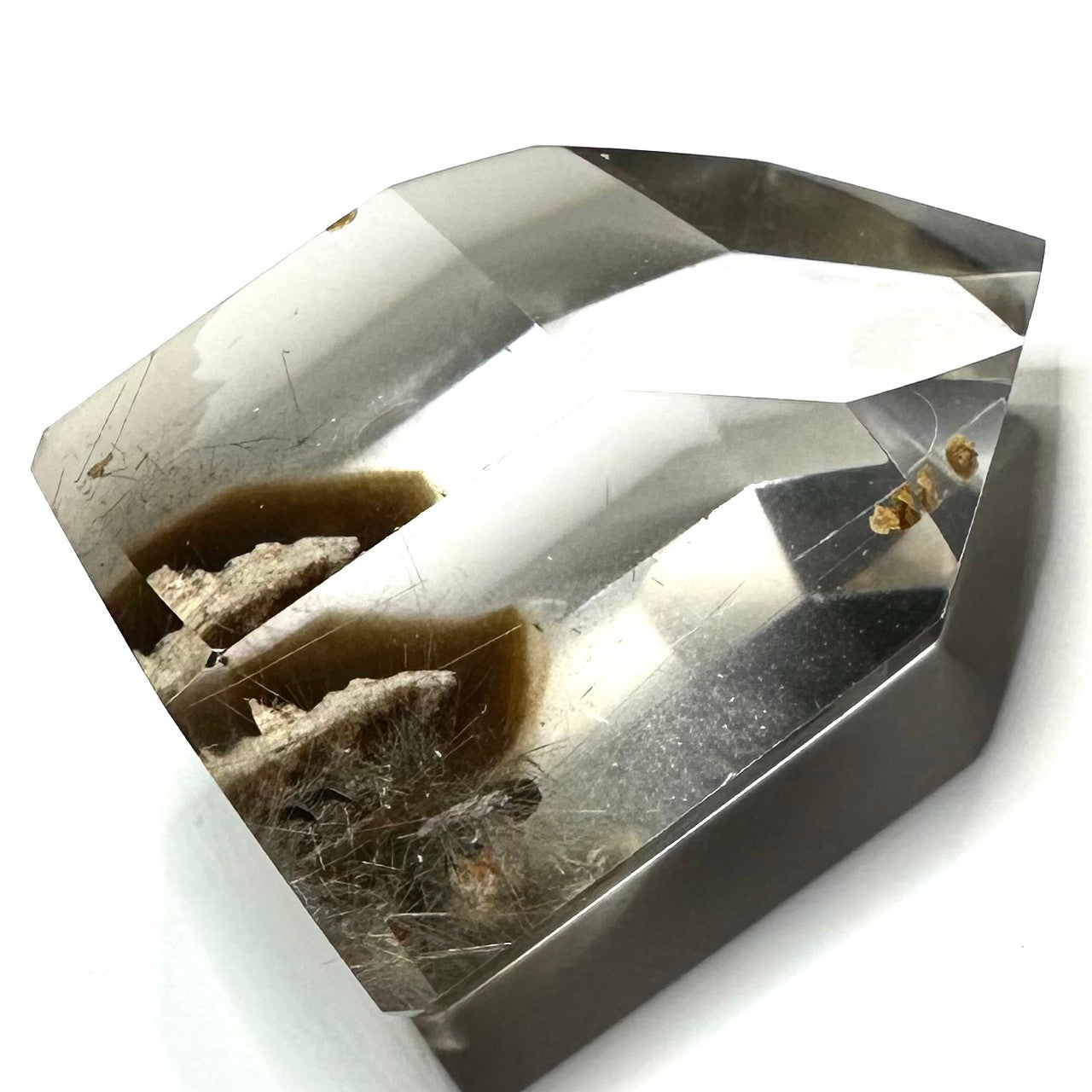 One of a Kind Garden Quartz with Rutile and Rainbow Inclusions Freeform Stone-1 1/2 x 1"