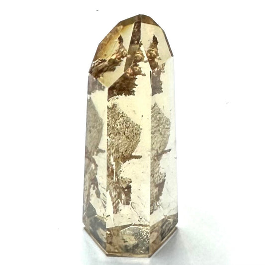 One of a Kind Smokey Garden Quartz with Rainbow Inclusions Mini Stone Tower- 1 1/2 x 1/2"