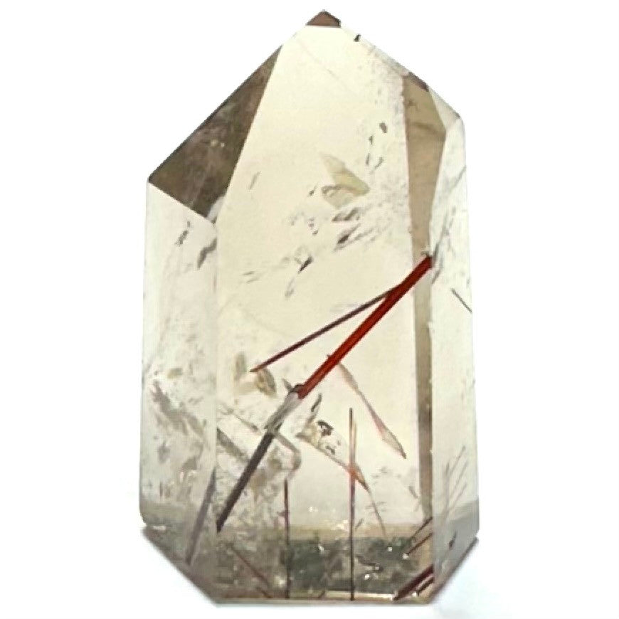 One of a Kind Rutilated Garden Quartz with Rainbow Inclusions Tower-1 1/4 x 3/4"