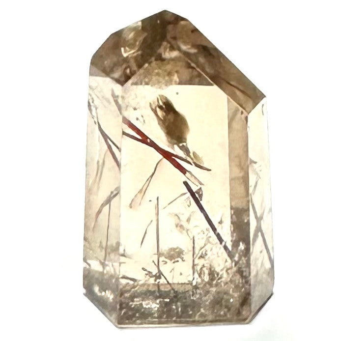 One of a Kind Rutilated Garden Quartz with Rainbow Inclusions Tower-1 1/4 x 3/4"