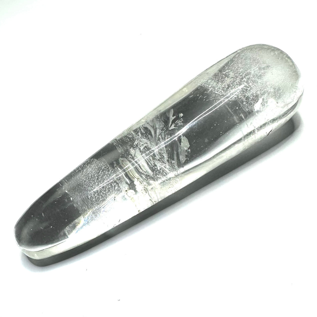 One of a Kind Carved Crystal Quartz with Rainbow Inclusions Wand-4 1/4 x 1 1/4"