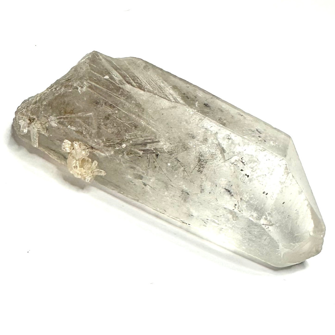One of a Kind Partially Polished Lemurian Quartz Crystal with Rutile and Hematite Inclusions Terminated Point-3 x 1"