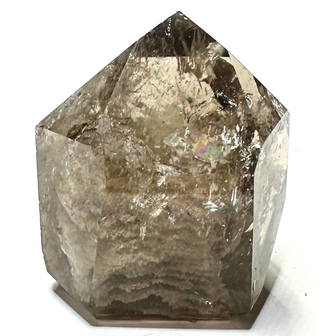 One of a Kind 1,000 Layer Garden Quartz with Rainbow Inclusions Tower Stone-1 1/2 x 1 1/4"