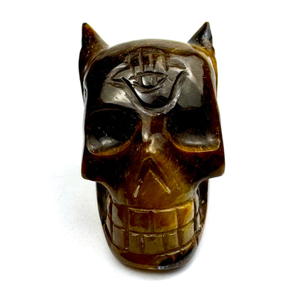 Rare Angel #666 Tigers Eye Skull Master Carved by Vikas Meena  1 1/4" x 1 1/4 " NC76224