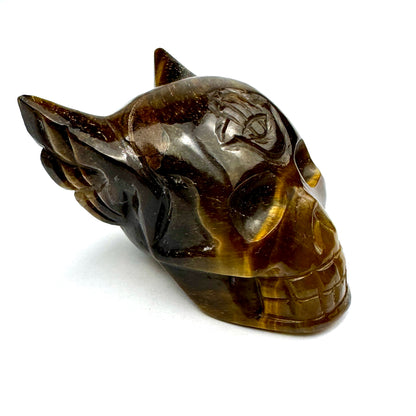 Rare Angel #666 Tigers Eye Skull Master Carved by Vikas Meena  1 1/4" x 1 1/4 " NC76224