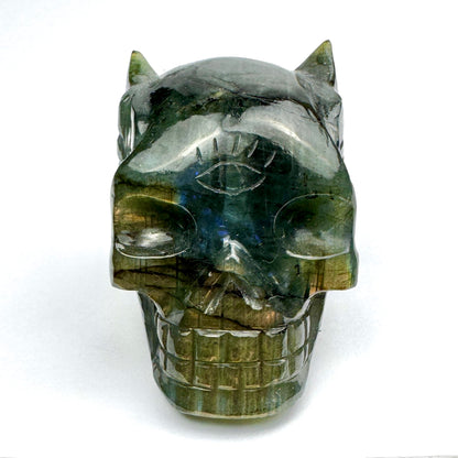 Rare Angel #999 Labradorite Skull Master Carved Skull by Vikas Meena  1 1/2 x 1 3/4 " NC7623