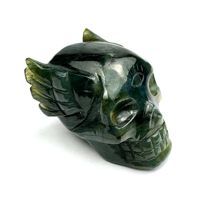Rare Angel #999 Labradorite Skull Master Carved Skull by Vikas Meena  1 1/2 x 1 3/4 " NC7623