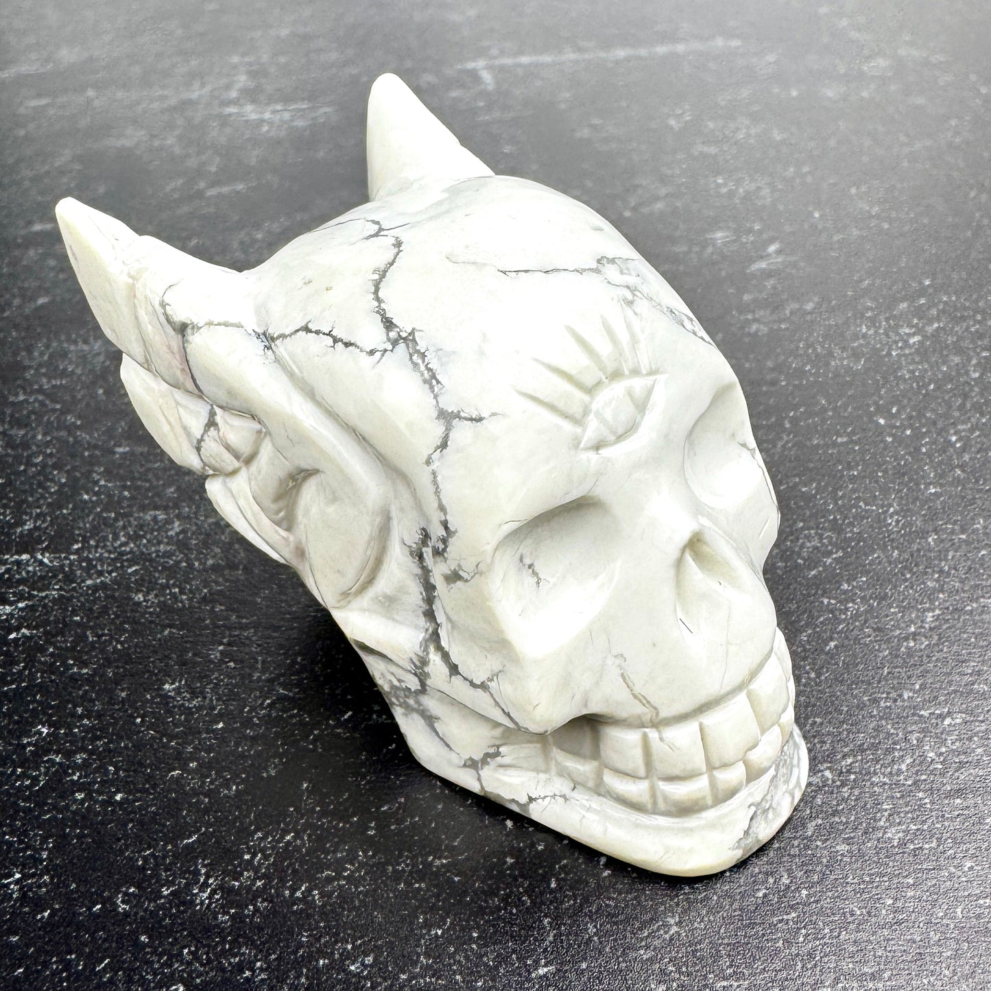 Rare Angel Howlite #11:11 Master Carved Skull by Vikas Meena  2 1/4" x 1 1/2 " NC7621