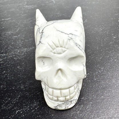 Rare Angel Howlite #11:11 Master Carved Skull by Vikas Meena  2 1/4" x 1 1/2 " NC7621