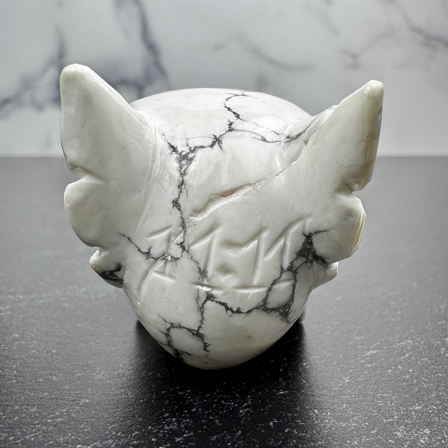 Rare Angel Howlite #11:11 Master Carved Skull by Vikas Meena  2 1/4" x 1 1/2 " NC7621