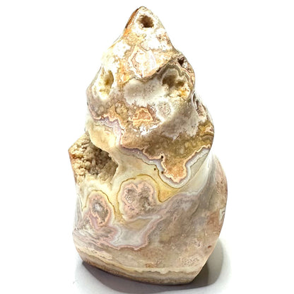 One of a Kind Crazy Lace Agate Druzy Twisted Flame Tower-2 1/2 x 1 1/2"