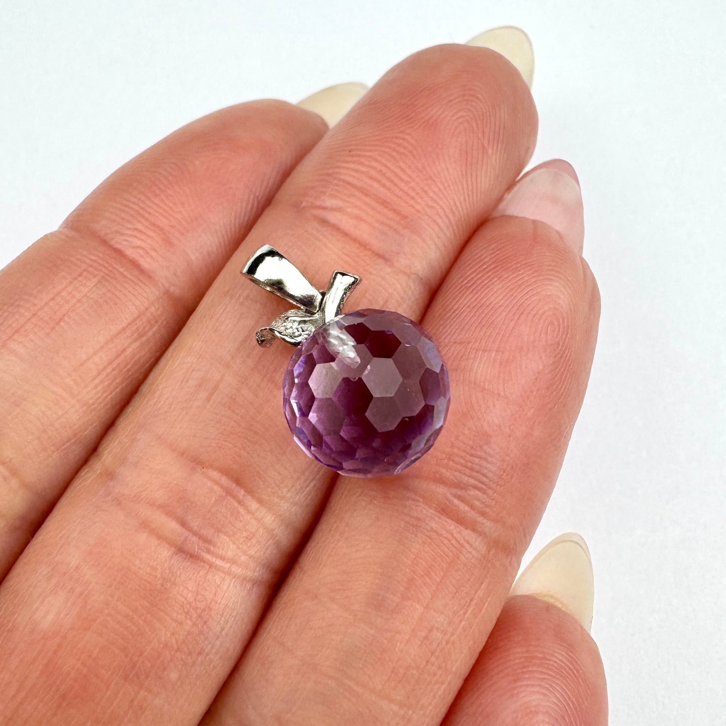 Amethyst Faceted Apple Pendant with Sterling Silver - 11mm SP7629