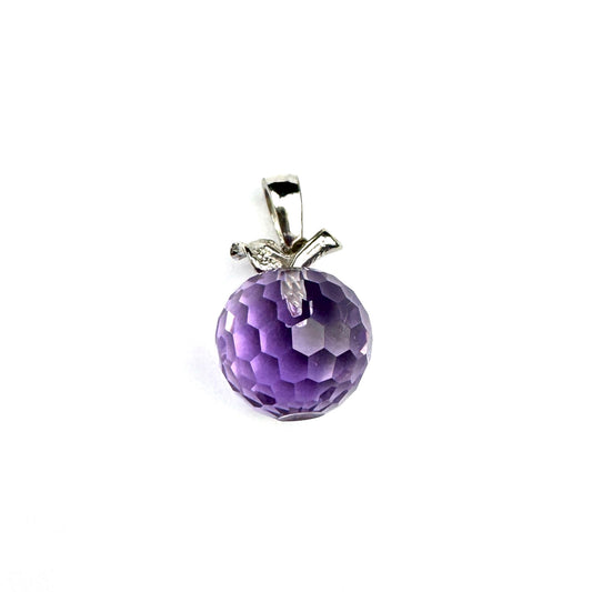 Amethyst Faceted Apple Pendant with Sterling Silver - 11mm SP7629