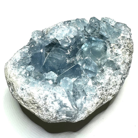 One of a Kind Blue Celestite with Rainbow Inclusions Crystal Cluster-4 1/2 x 4" (NC5728)