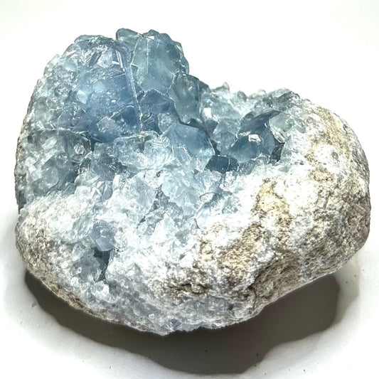 One of a Kind Blue Celestite with Rainbow Inclusions Crystal Cluster-4 1/2 x 3 3/4" (NC5729)