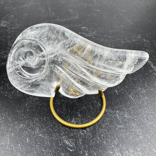 Master Carved Himalayan Quartz Angel Wing #777 -  3 1/4 x 1 3/4" - NC7662