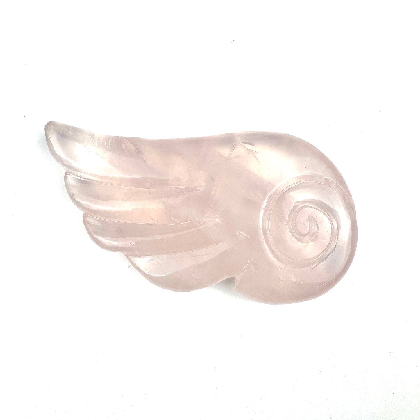 Master Carved Rose Quartz Angel Wing #777 4 x 2" - NC7665