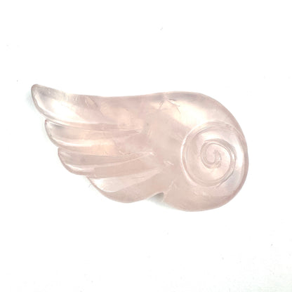 Master Carved Rose Quartz Angel Wing #777 4 x 2" - NC7665