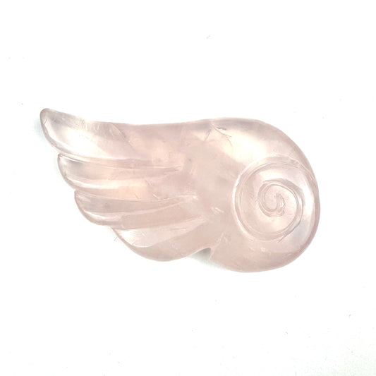 Master Carved Rose Quartz Angel Wing #777 4 x 2" - NC7665