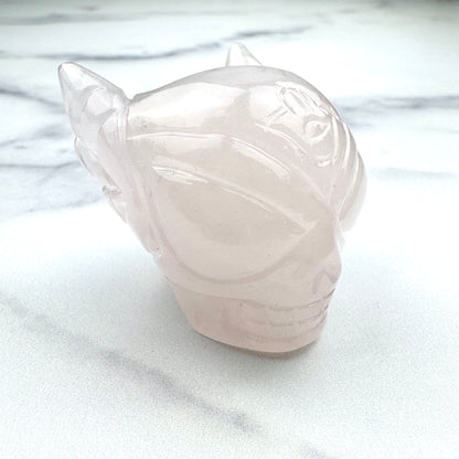 Master Carved Rose Quartz Cosmic Angel Skull #11:11 1 1/2" x 1 3/4" - NC7681