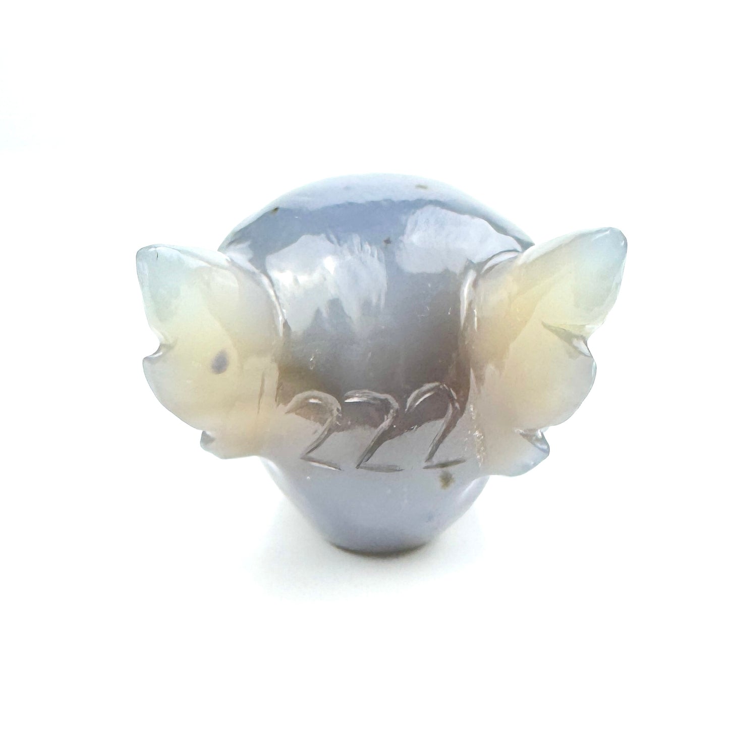Master Carved Agate Cosmic Angel Skull #222 1 1/4 x 1 1/2" NC7673