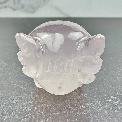 Master Carved Girasol Rose Quartz Cosmic Angel #11:11 1 1/4" x 1 1/4" - NC7676