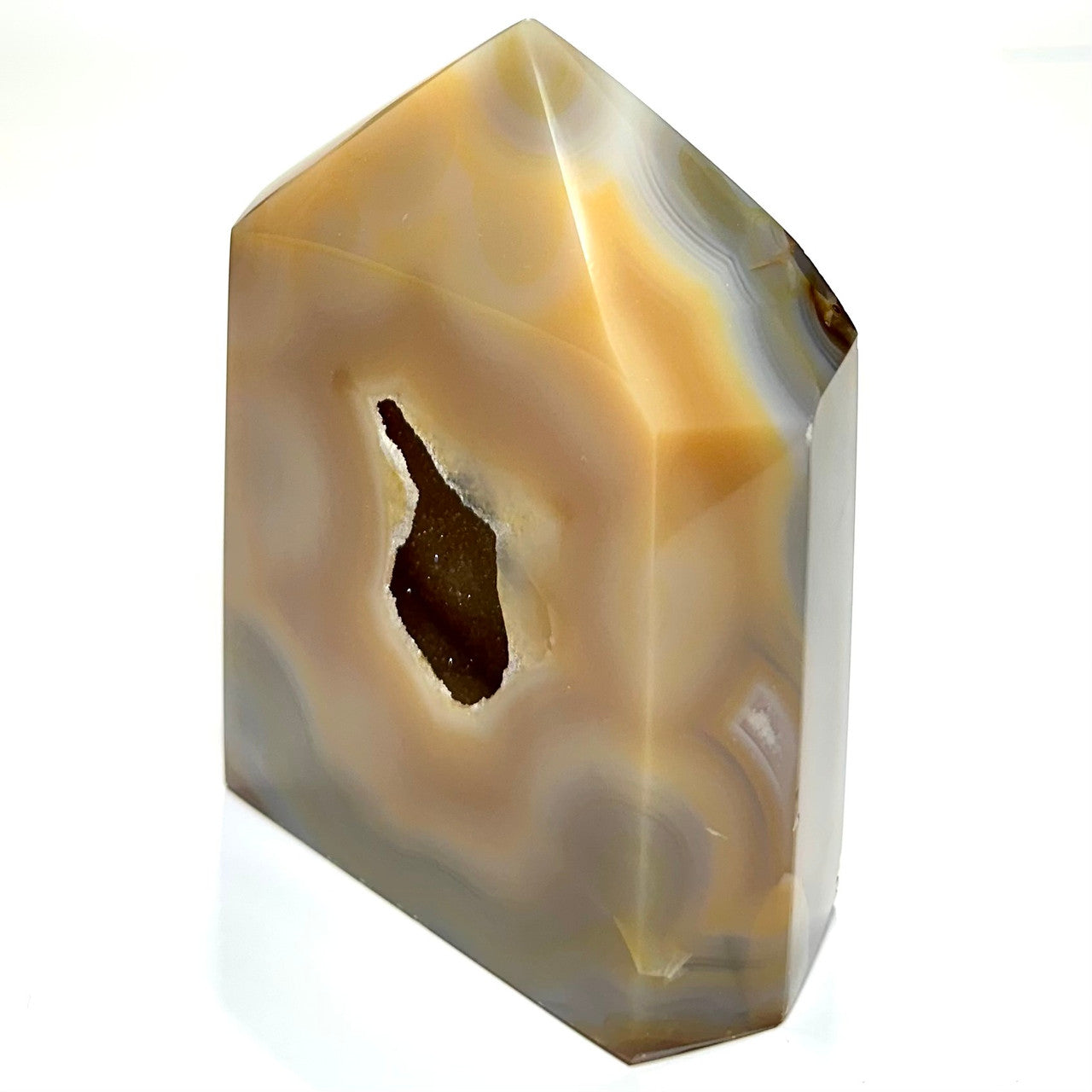 One of a Kind Chalcedony withy Druzy Stone Tower-5 x 4"