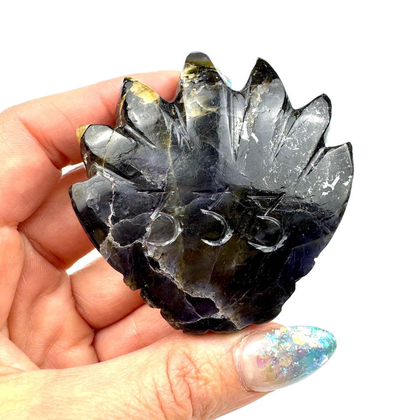 Master Carved Iolite Angel #333 Dragon Skull 2 1/2 x 2 3/4 x 1" NC7708