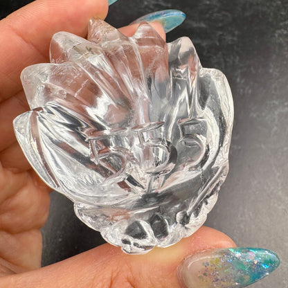 Master Carved Himalayan Quartz Angel Dragon Skull Palm #555 2 x 2 1/2" NC7698