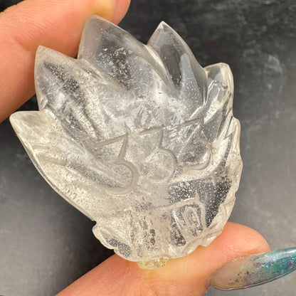 Master Carved Himalayan Quartz Angel #333 Dragon Skull 1 3/4 x 2 x 3/4" NC7700