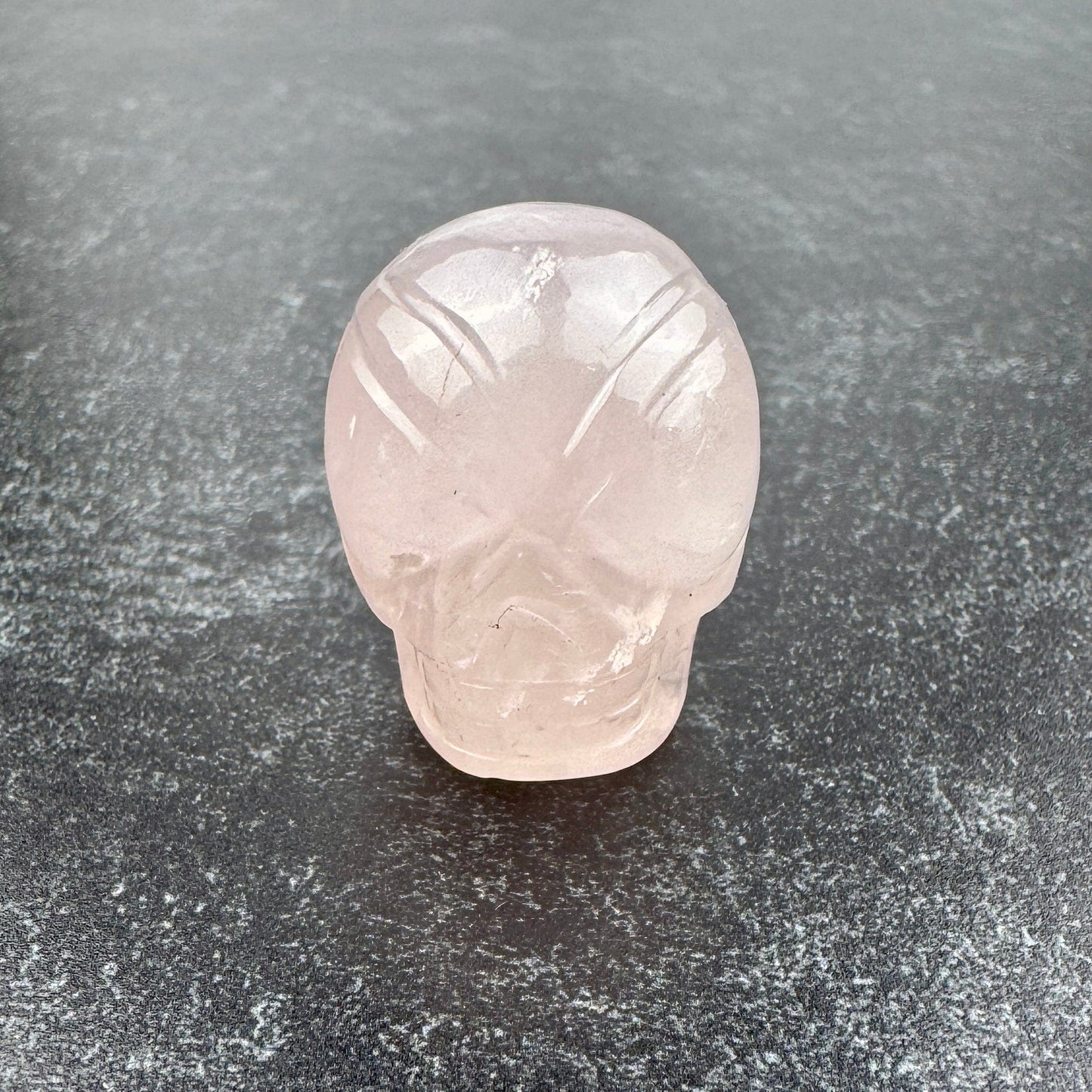 Master Carved Rose Quartz Cosmic Angel Skull #222 22 x 27x 26mm NC7719