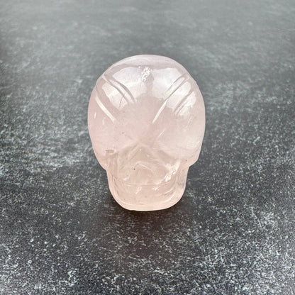 Master Carved Rose Quartz Cosmic Angel Skull #222 22 x 27x 26mm NC7719