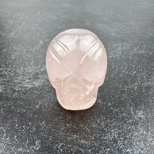 Master Carved Rose Quartz Cosmic Angel Skull #222 22 x 27x 26mm NC7719