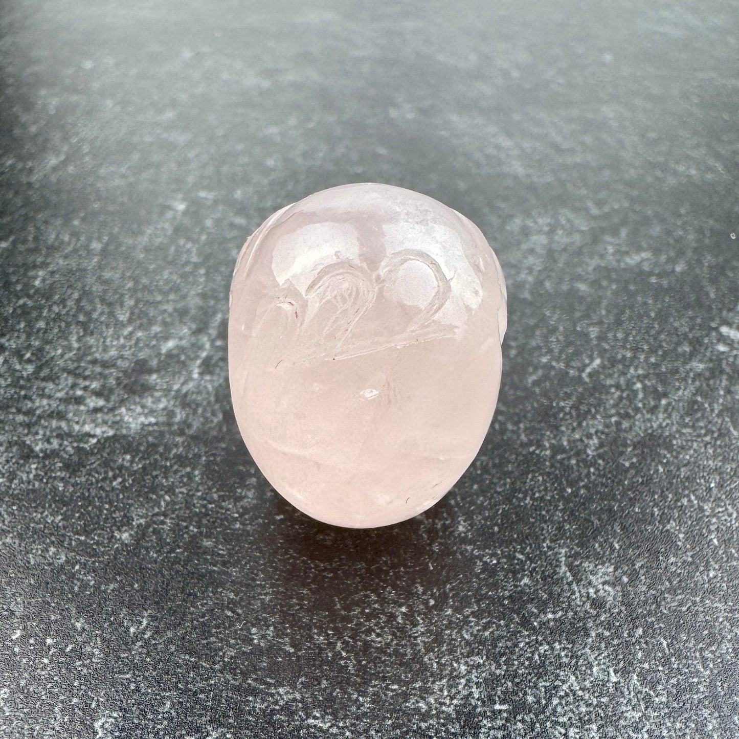 Master Carved Rose Quartz Cosmic Angel Skull #222 22 x 27x 26mm NC7719