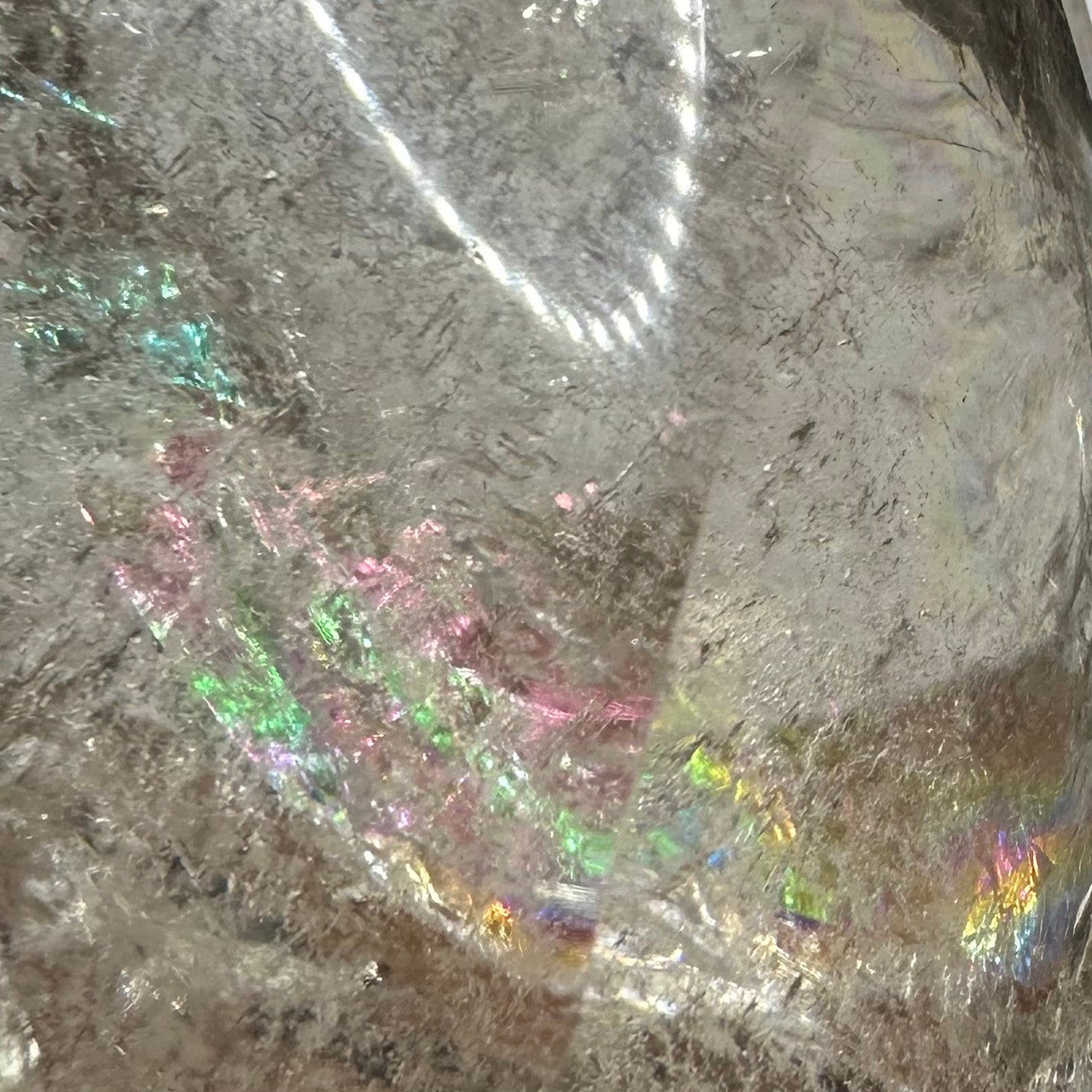 One of a Kind Smokey Quartz with Rainbow and Rutile Inclusions Flame Tower-4 3/4 x 3"-NC7159