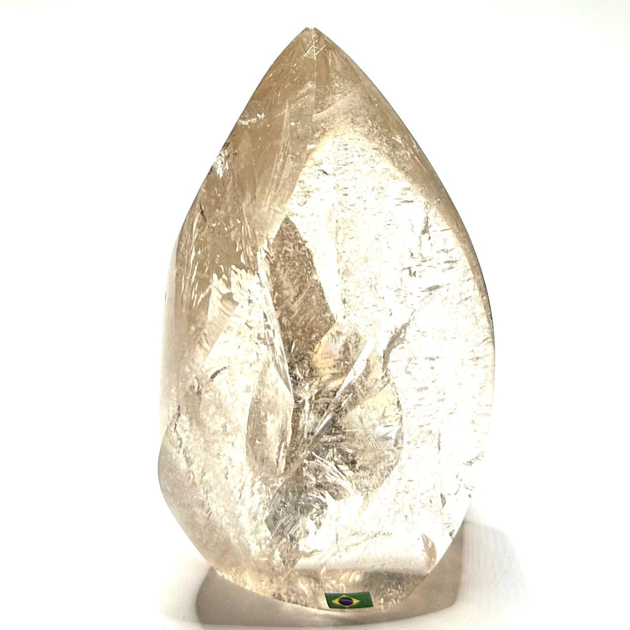 One of a Kind Smokey Quartz with Rainbow and Rutile Inclusions Flame Tower-4 3/4 x 3"-NC7159