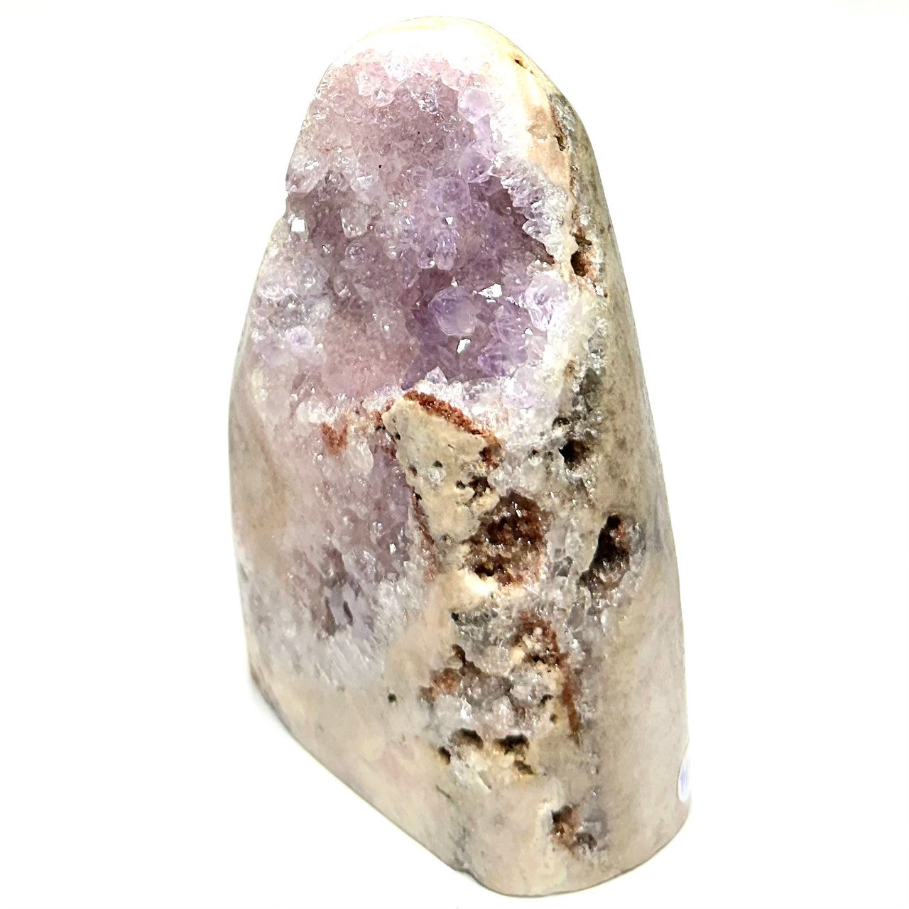 One of a Kind Pink Amethyst with Rainbows and Druzy Cluster Stone Tower-5 x 3 1/4"-NC7169