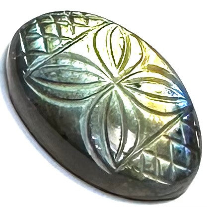 One of a Kind Carved Labradorite Cabochon-31 x 20mm (CAB5806)