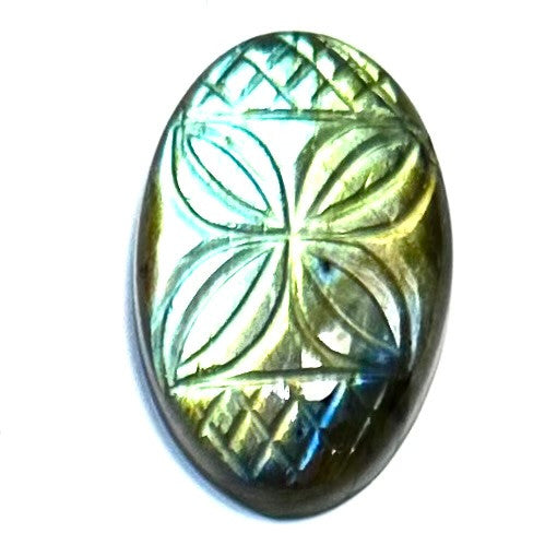 One of a Kind Carved Labradorite Cabochon-31 x 20mm (CAB5806)