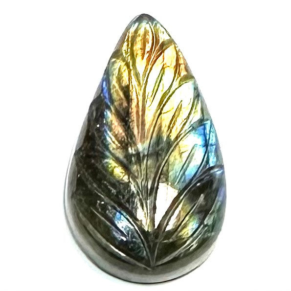 One of a Kind Carved Labradorite Cabochon-37 x 21mm (CAB5813)