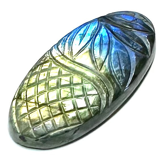 One of a Kind Carved Labradorite Cabochon-40 x 20mm