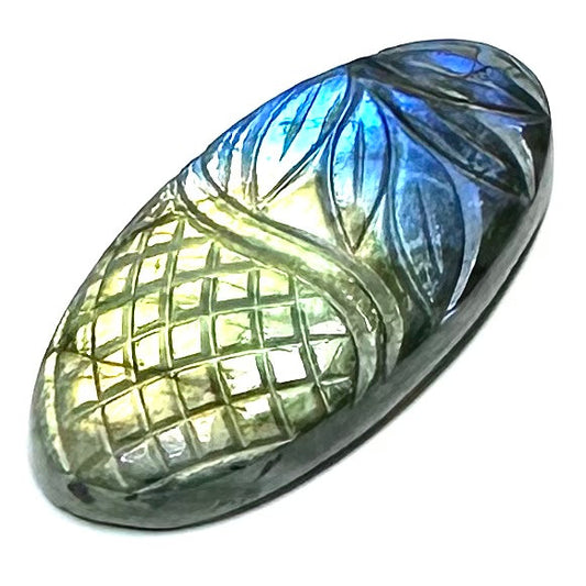 One of a Kind Carved Labradorite Cabochon-40 x 20mm