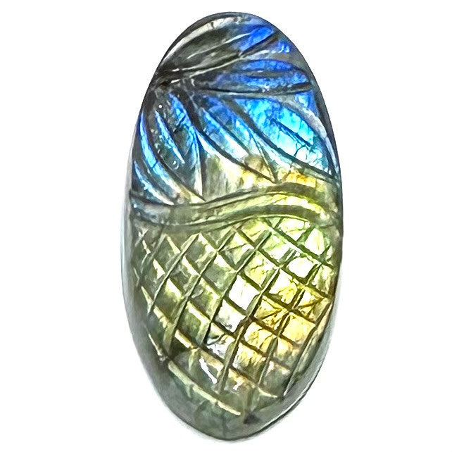 One of a Kind Carved Labradorite Cabochon-40 x 20mm