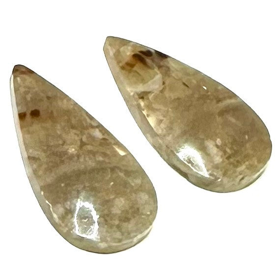 One of a Kind Plume Agate Earring/Pendant Pair-27 x 13mm (SP5845)